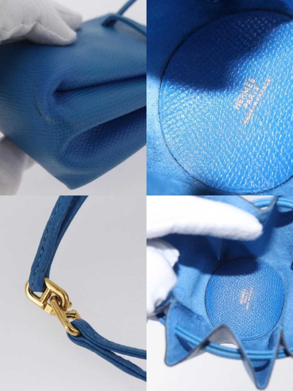 HERMES Vespa Pouch Leather Blue Auth 170911 - Picture 15 of 15